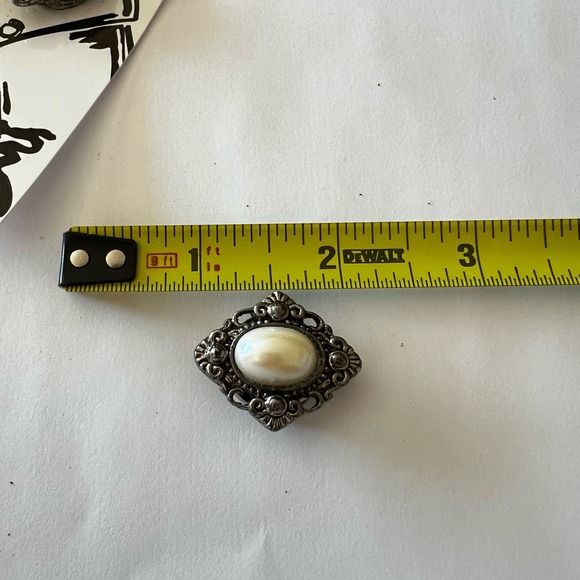 Vintage Accessory Place Button Covers Antique Gold Tone Faux Pearl Diamond Shape - Picture 5 of 7